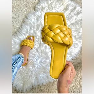 Yellow Square Toe Sandals